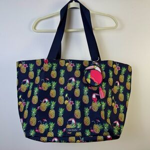 Vera Bradley Lighten Up Family Tote Toucan Party Bag With Bag Charm Coin Purse